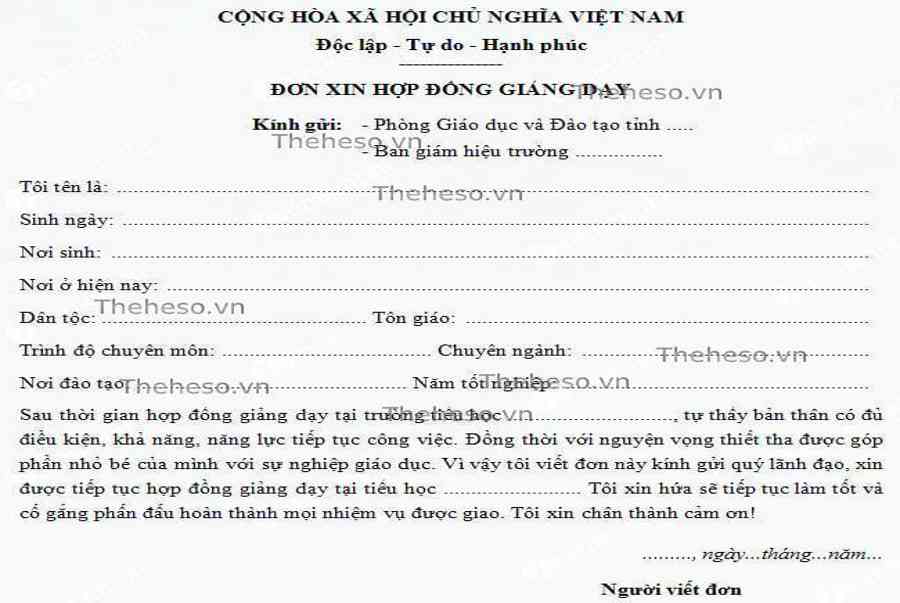 Cách viết đơn xin hợp đồng giảng dạy mới nhất 2021 - Kiến Thức Cho Người lao Động Việt Nam