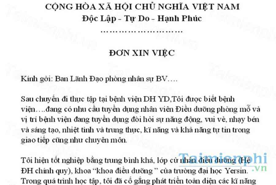 Mẫu Đơn Xin Việc Vào Bệnh Viện Công, Đơn Xin Việc Viết Tay Cho Điều Dưỡng Viên - Kiến Thức Cho Người lao Động Việt Nam