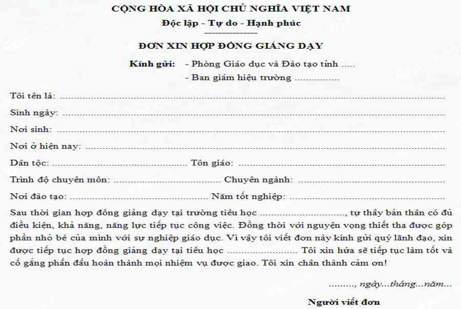 mẫu đơn xin dạy thỉnh giảng - DONTU.NET - Kiến Thức Cho Người lao Động Việt Nam